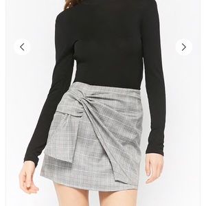 plaid mini skirt with front tie up detail
